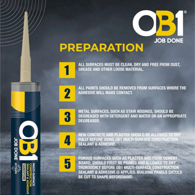 OB1 Sandstone Multi-Surface Construction Sealant & Adhesive 290ml Tube ...