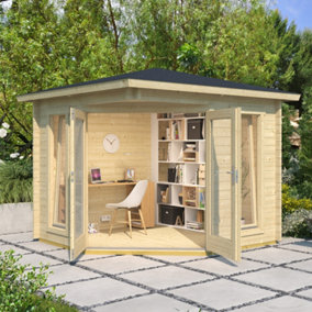Oban-Log Cabin, Wooden Garden Room, Timber Summerhouse, Home Office - L282.3 x W282.3 x H240.5 cm