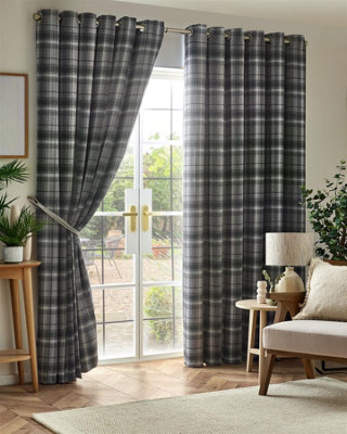 Oban Room Darkening Ring Top Curtains 168cm x 137cm Silver