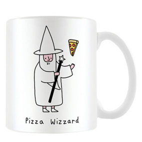 Obinsun Pizza Wizard Mug White/Black (12cm x 10.5cm x 8.7cm)