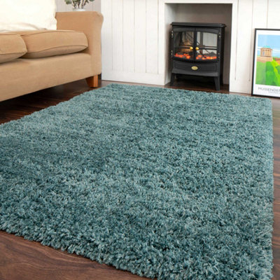 Ocean Blue Thick Soft Shaggy Area Rug 240x330cm