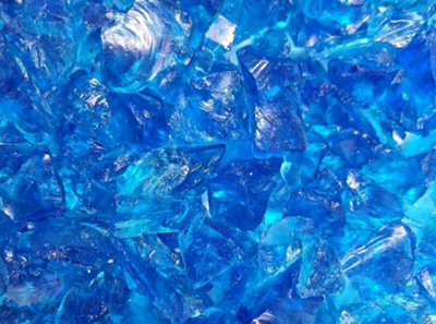 Ocean Blue Tumbled Glass Chippings 10-20mm - 5 Large 5kg Bags (25kg)