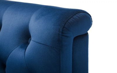 Ocean Blue Velvet Buttoned Armchair