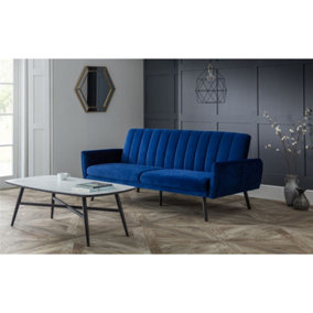 Ocean Blue Velvet Sofa Bed - 2 Seater