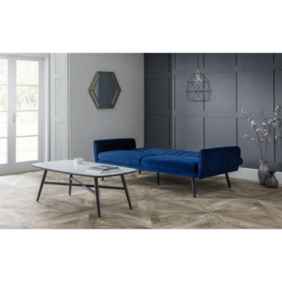 Ocean Blue Velvet Sofa Bed - 2 Seater
