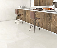 Ocean Cream Polished Marble Effect 600mm x 600mm Porcelain Wall & Floor Tiles (Pack of 4 w/ Coverage of 1.44m2)