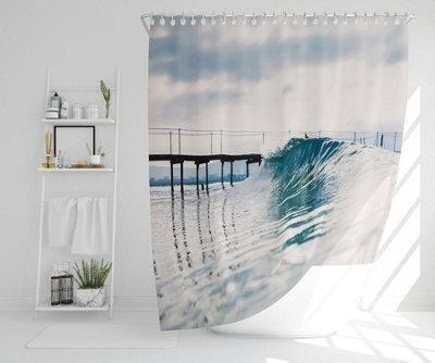 Ocean ideal wave in ocean. Breaking blue waves (Shower Curtain) / Default Title