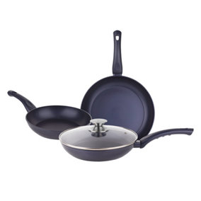 Ocean Non-stick Forged Aluminium Induction Frying Pan Set of 3 Black