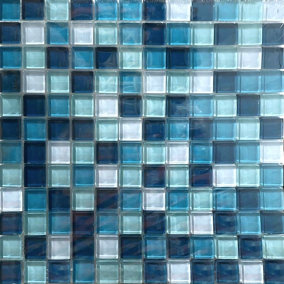Ocean Tide 300mm x 300mm Glass Mosaic Tile Sheet (Coverage of 0.09m2 Per Sheet)
