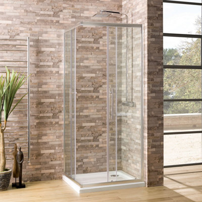 Oceana Crystal 6mm Corner Entry Shower Enclosure Silver 900x900mm