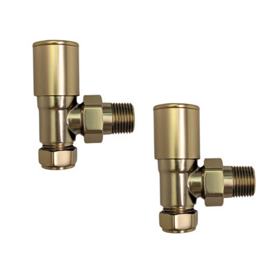Oceana Round Angled Radiator Valves Brushed Brass Price Comparisons | Compare The Build
