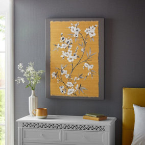 Ochre Blooms Printed Canvas Floral Wall Art