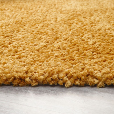 Ochre Plain Shaggy Rug, Handmade Modern Rug, Ochre Shaggy Rug for ...