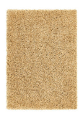 Ochre Polyester Rug, Modern Shaggy Rug with 50mm Thick, Handmade Rug, Ochre Rug for Bedroom, & DiningRoom-110cm X 160cm