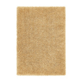 Ochre Polyester Rug, Modern Shaggy Rug with 50mm Thick, Handmade Rug, Ochre Rug for Bedroom, & DiningRoom-67 X 200cm (Runner)