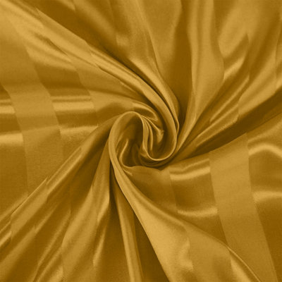 Ochre Satin Stripe Fitted Sheet Deep 40 CM Anti Allergic Super Soft Sing Double King S. King Sizes Bedsheet