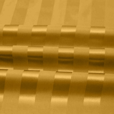Ochre Satin Stripe Fitted Sheet Deep 40 CM Anti Allergic Super Soft Sing Double King S. King Sizes Bedsheet