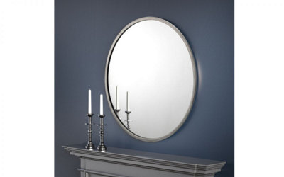 Octave Round Pewter Wall Mirror