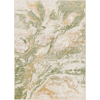 OCTAVIA Abstract Modern Marble Moss Green Area Rug 160 x 213 cm