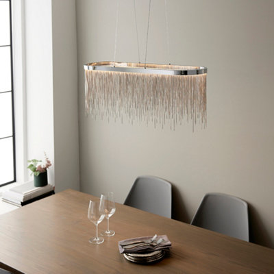 Octavia Chrome and Silver Waterfall Effect Oval LED Ceiling Pendant