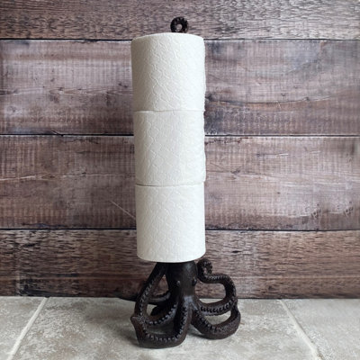 Octopus Wall Hook Rack and Loo Roll Holder in Cast Iron - 4