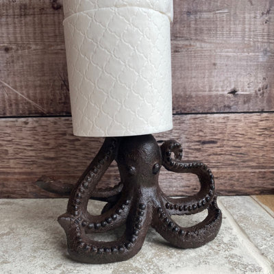 Octopus Wall Hook Rack and Loo Roll Holder in Cast Iron - 5
