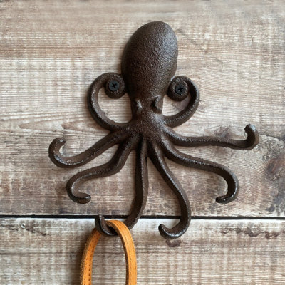 Octopus Cast Iron Wall Hook Antiqued Gold Effect Kraken Key Hook Bathroom Towel  Hook Steampunk Tentacle Wall Hooks -  UK