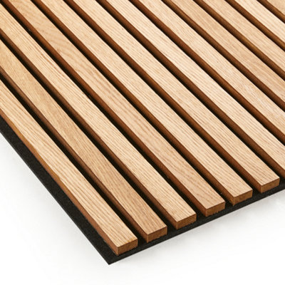 Off the Grain Acoustic Oak Wood Slat Wall Panel - 240cm x 60cm