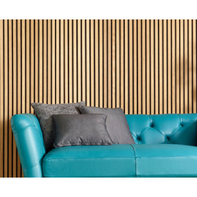 Off the Grain Acoustic Oak Wood Slat Wall Panel - 300cm x 60cm