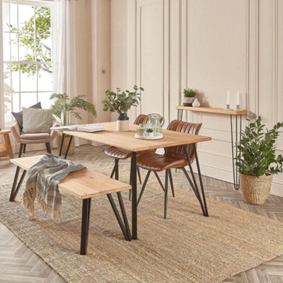Off the Grain Oak Dining Table and Bench Set - 180cm