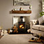Off the Grain Oak Fireplace Mantel Beam with Walnut Finish - Solid Oak 10cm x 15cm - 100cm (L)