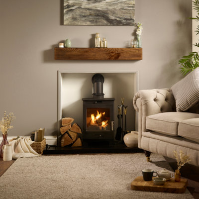 Off the Grain Oak Fireplace Mantel Beam with Walnut Finish - Solid Oak 10cm x 15cm - 120cm (L)