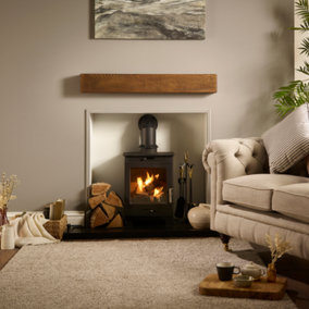 Off the Grain Oak Fireplace Mantel Beam with Walnut Finish - Solid Oak 10cm x 15cm - 140cm (L)