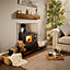 Off the Grain Oak Fireplace Mantel Beam with Walnut Finish  - Solid Oak 10cm x 15cm - 150cm (L)