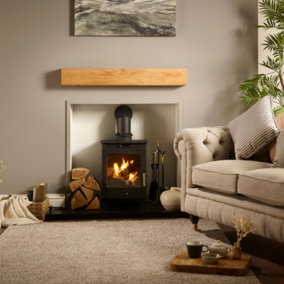 Off the Grain Oak Fireplace Mantel Beam with Walnut Finish - Solid Oak 10cm x 15cm - 70cm (L)