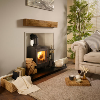 Off the Grain Oak Fireplace Mantel Beam with Walnut Finish - Solid Oak 10cm x 15cm - 90cm (L)