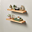 Off the Grain Oak Floating Shelf made From Solid Oak -30cm (L)  Wall Mounted Rustic Wooden Shelves - Pack of 2