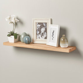 Off the Grain Oak Floating Shelf made from Solid Wood - 80cm Length