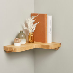 Off the Grain Rustic Floating Corner Shelf - Handcrafted from Solid Wood