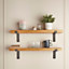 Off the Grain Rustic Wooden Shelves with Brackets - Pack of 2 Solid Wood Shelves - 70cm (L)
