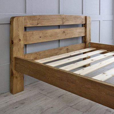 Off the Grain Solid Wood Bed Frame -Rustic Wooden Double Bed Frame Only