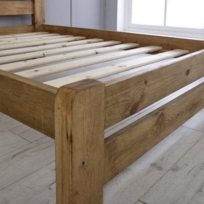 Off the Grain Solid Wood Bed Frame -Rustic Wooden Double Bed Frame Only