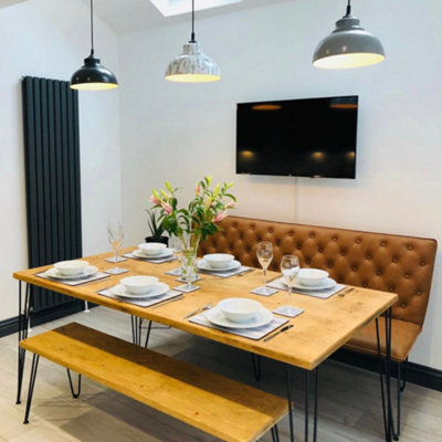 Off the Grain Solid Wood Dining Table and Bench Set - 150cm