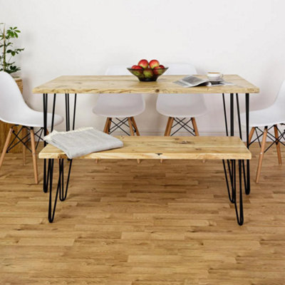 Off the Grain Solid Wood Dining Table and Bench Set - 180cm