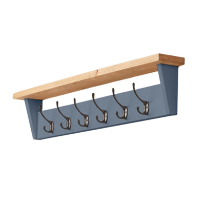 Off the Grain Stiffkey Blue Coat Rack with Storage Shelf 86cm L 6 Coat Hooks DIY at B Q