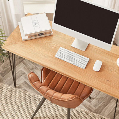 Off the Grain Wooden Desk - Computer Table Made From Solid Oak - 100cm (L)