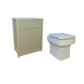 Off White Back to Wall Unit White Square Toilet Pan Sof Close Seat and Cistern