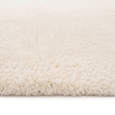 Off White Beige Luxury Plush Soft Pile Living Area Rug 120cm x 170cm