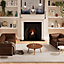 Off White Beige Luxury Plush Soft Pile Living Area Rug 190cm x 190cm