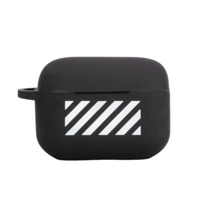 Off White Diagonal Silicone AirPod Pro Case Black (One Size)